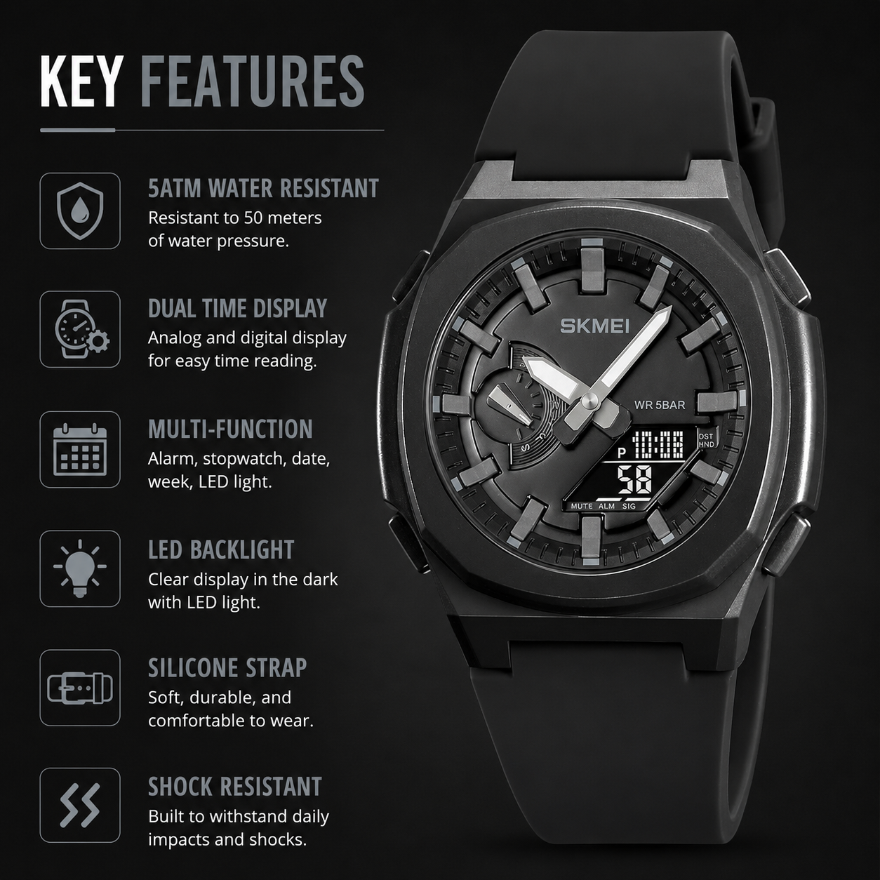 Luxury Analog Digital Sports Wrist Watch for Men