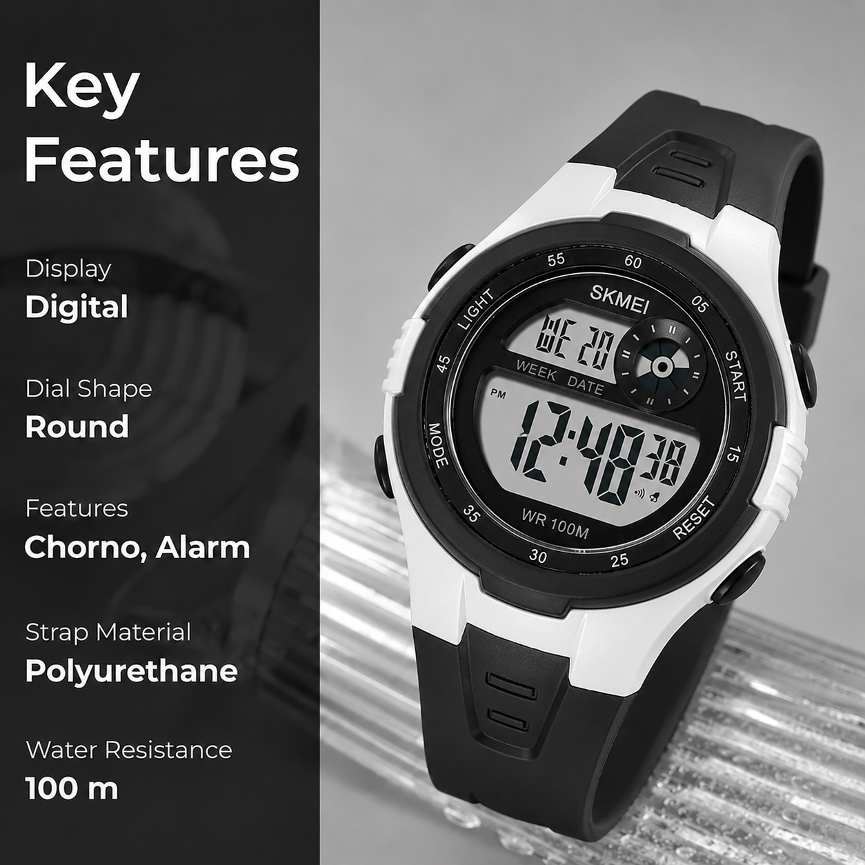 Digital Sports Wrist Watch with Alarm and Chronograph for kids