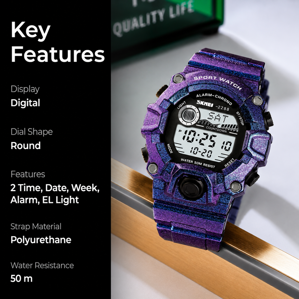 Digital Sports Watch with Rugged Design and Multi Function Display for kids