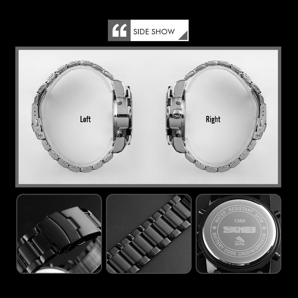 Skmei Quartz Analog Dial Stainless Steel Strap Watch for Men - 1389