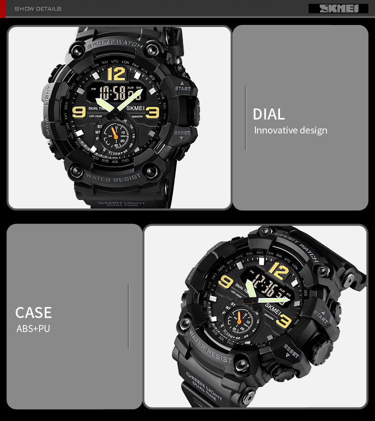 Skmei Analog-Digital Dial PU Strap Watch for Men - 1637