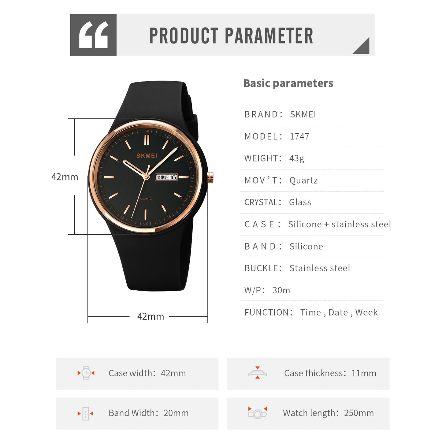 Skmei Quartz Analog Purple Dial Silicone Strap Watch for Women - 1747