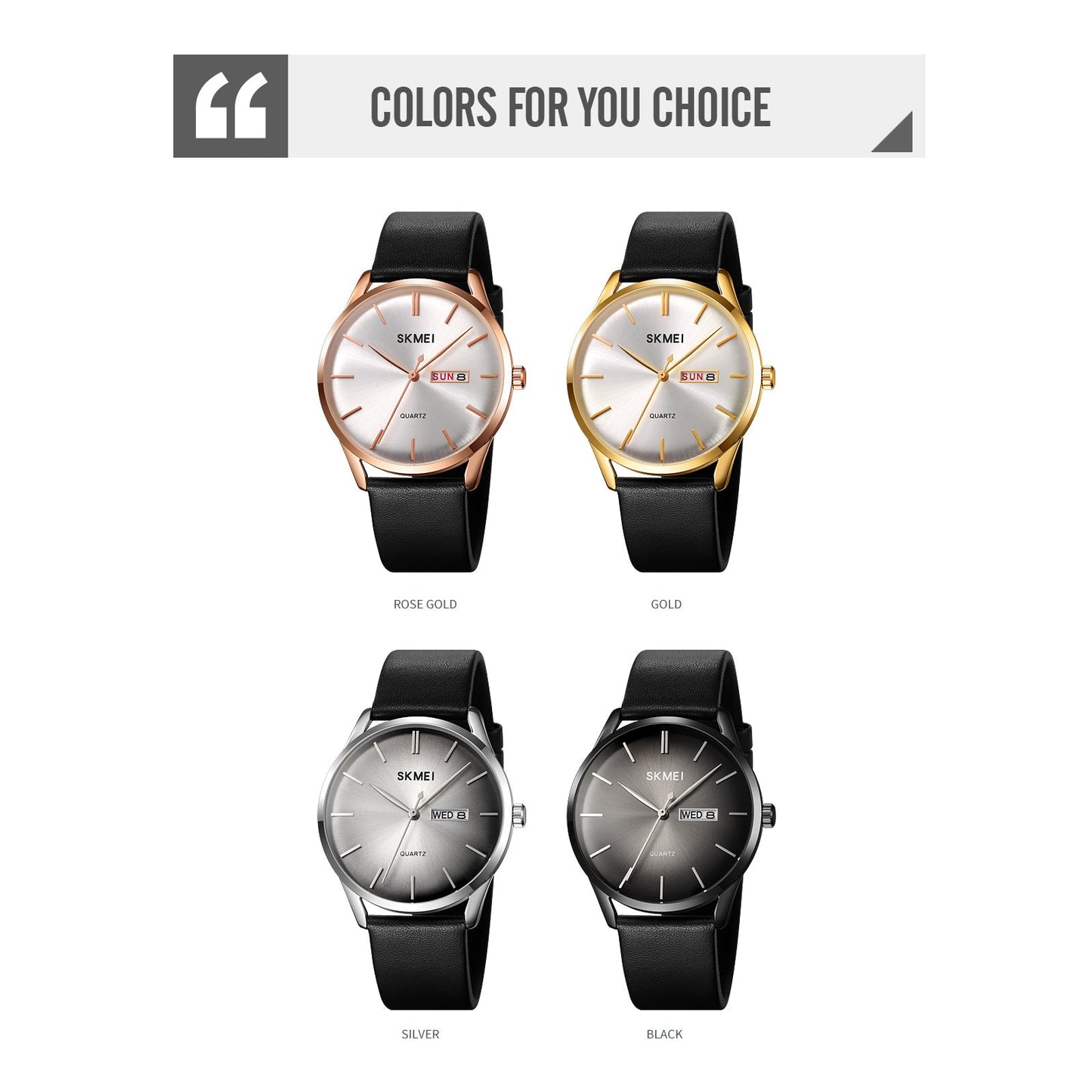 Skmei Quartz Analog Dial Leather Strap Watch for Men - 1991