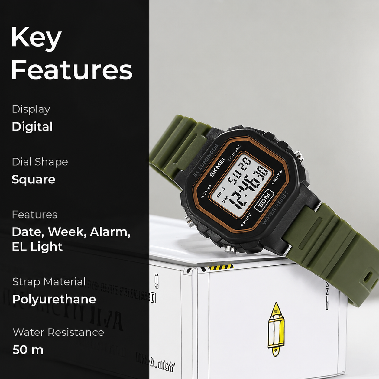 Classic Digital Watch for Men and Boys with Retro Style Display and Comfortable Strap