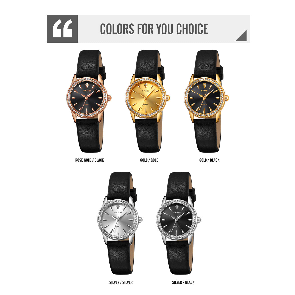 Skmei Quartz Analog Dial Leather Strap Watch for Women - 2086