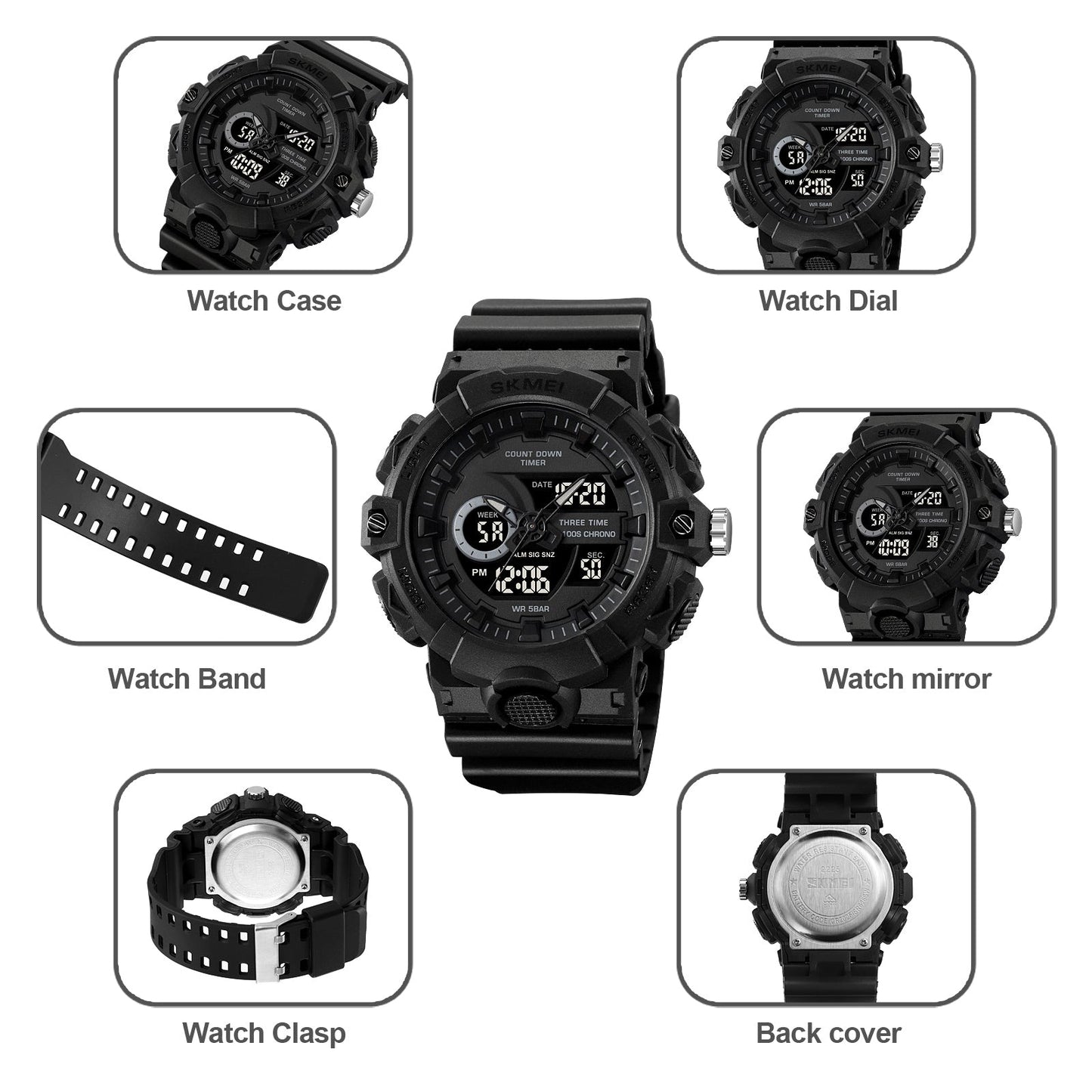 Skmei  Analog-Digital Dial TPU Strap Watch for Men - 2225