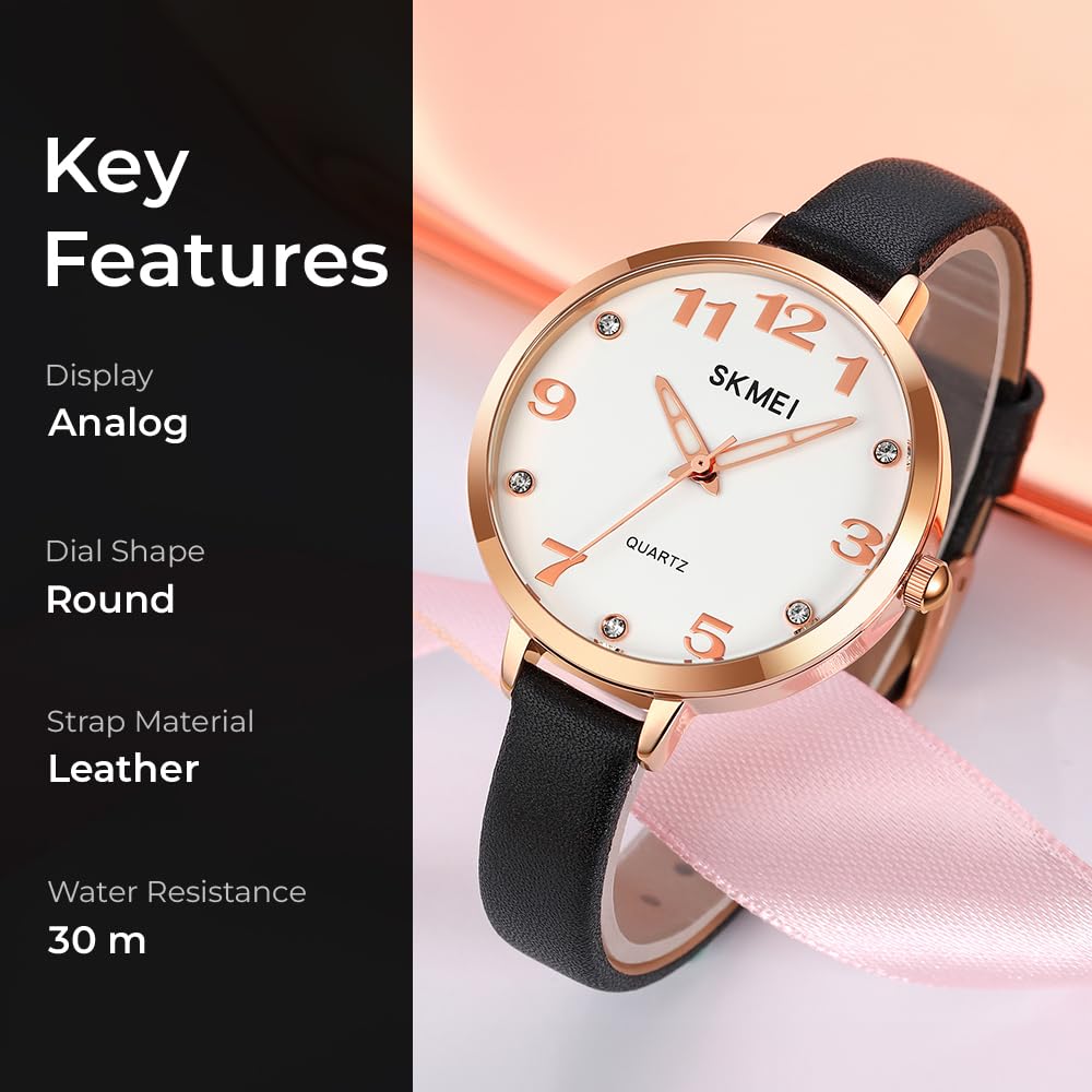Elegant Analog Quartz Timepiece for women with Crystal Accents and Textured Strap