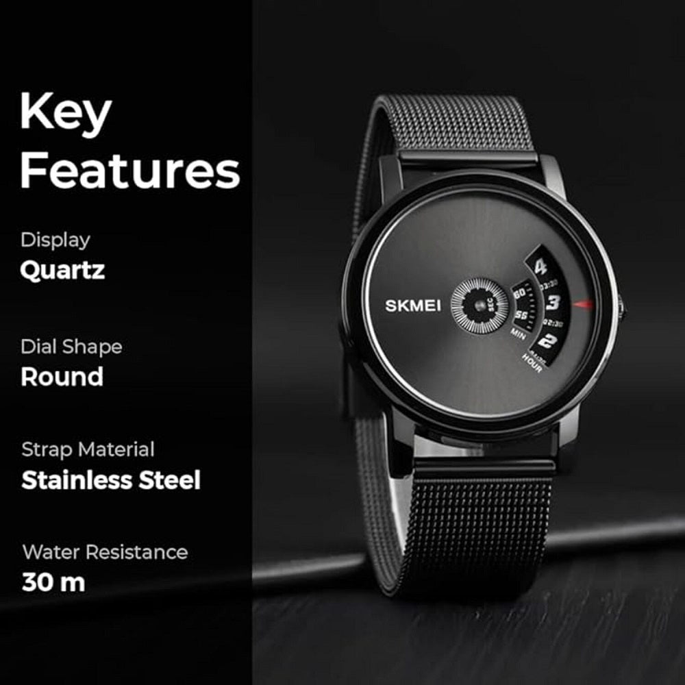 Minimalist Analog Wrist Watch with Mesh Strap and Modern Dial Design For Men