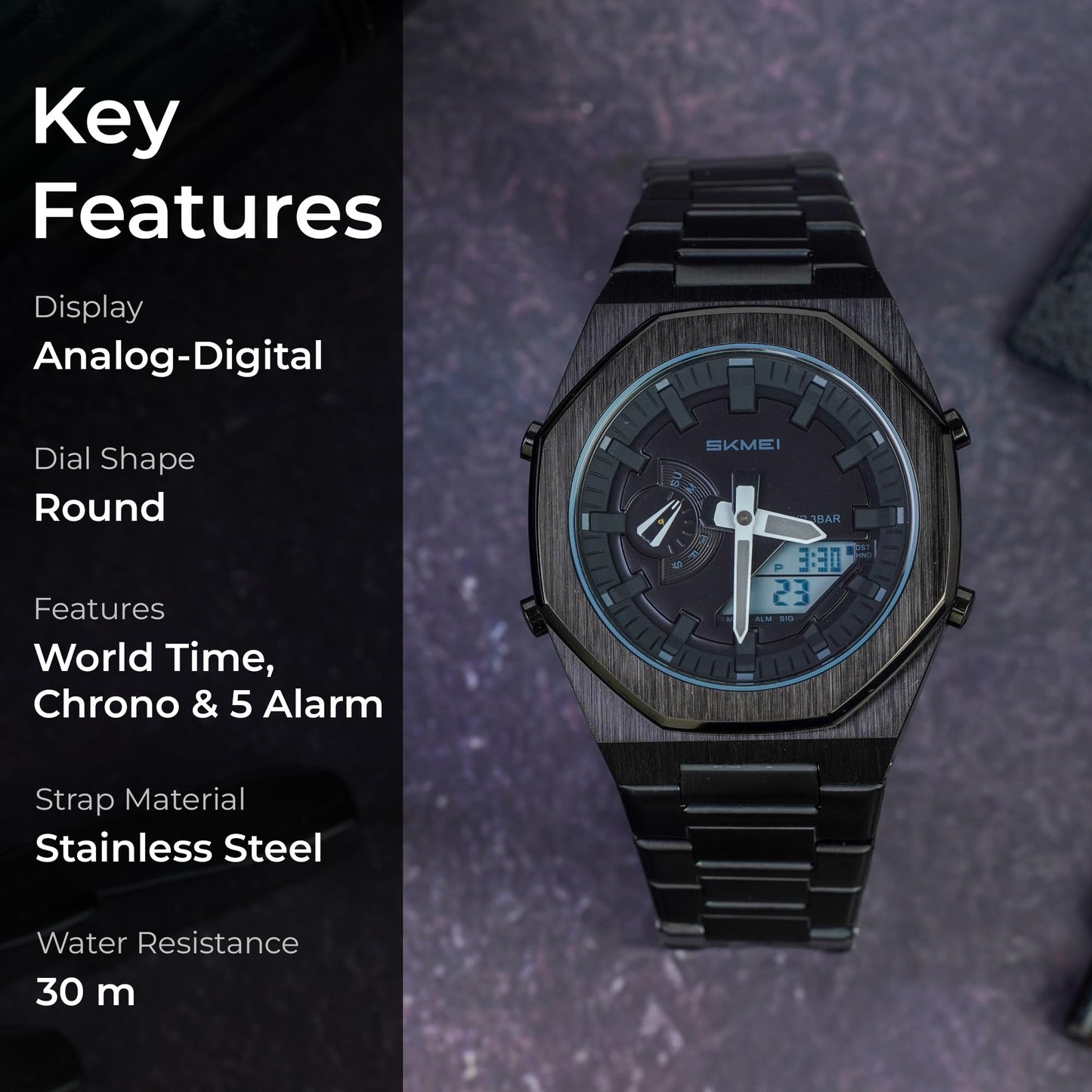 Men Watch Dual-Display Electronic Watch With Luminous 50m Waterproof Watch Fashion Multifunctional Sports Watch For Men