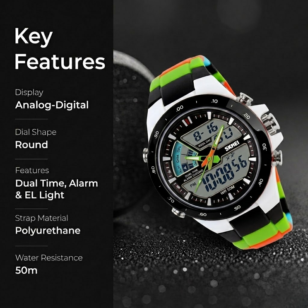 Premium Analog Digital Sports Watch for Men with Dual Display, Stylish Waterproof Wrist Watch for Casual Outdoor and Daily Wear