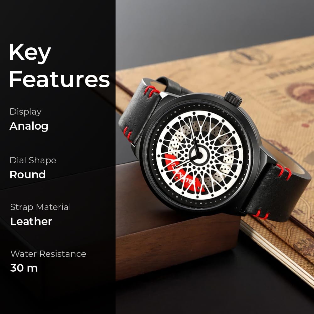 Premium Skeleton Dial Watch for Men – Leather Strap, Designer Mechanical Style Wrist Watch for Casual & Formal Wear