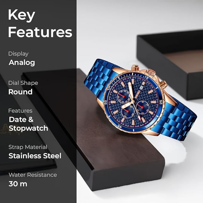 Men’s Analog Chronograph Watch with Date Display, Stainless Steel Strap, White Dial – Luxury Casual & Formal Wear