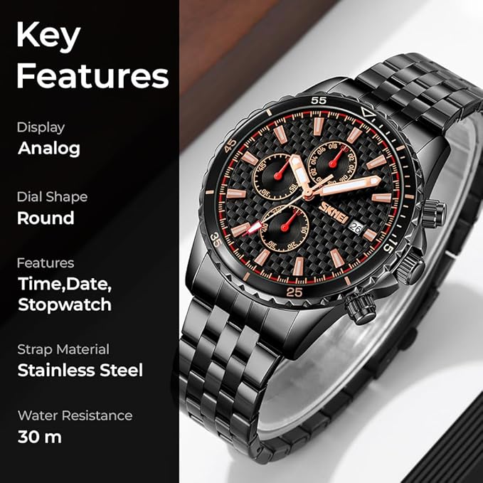 Men’s Analog Chronograph Watch with Date Display, Stainless Steel Strap, White Dial – Luxury Casual & Formal Wear
