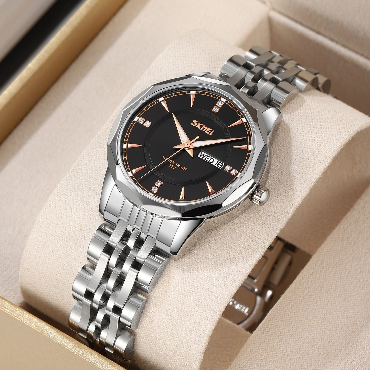 Skmei Quartz Analog Dial Stainless Steel Strap Watch for Women - 9264