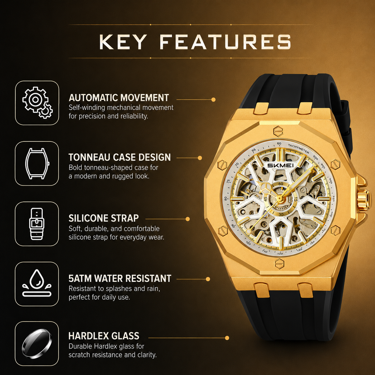 Luxury Skeleton Automatic Wrist Watch for men