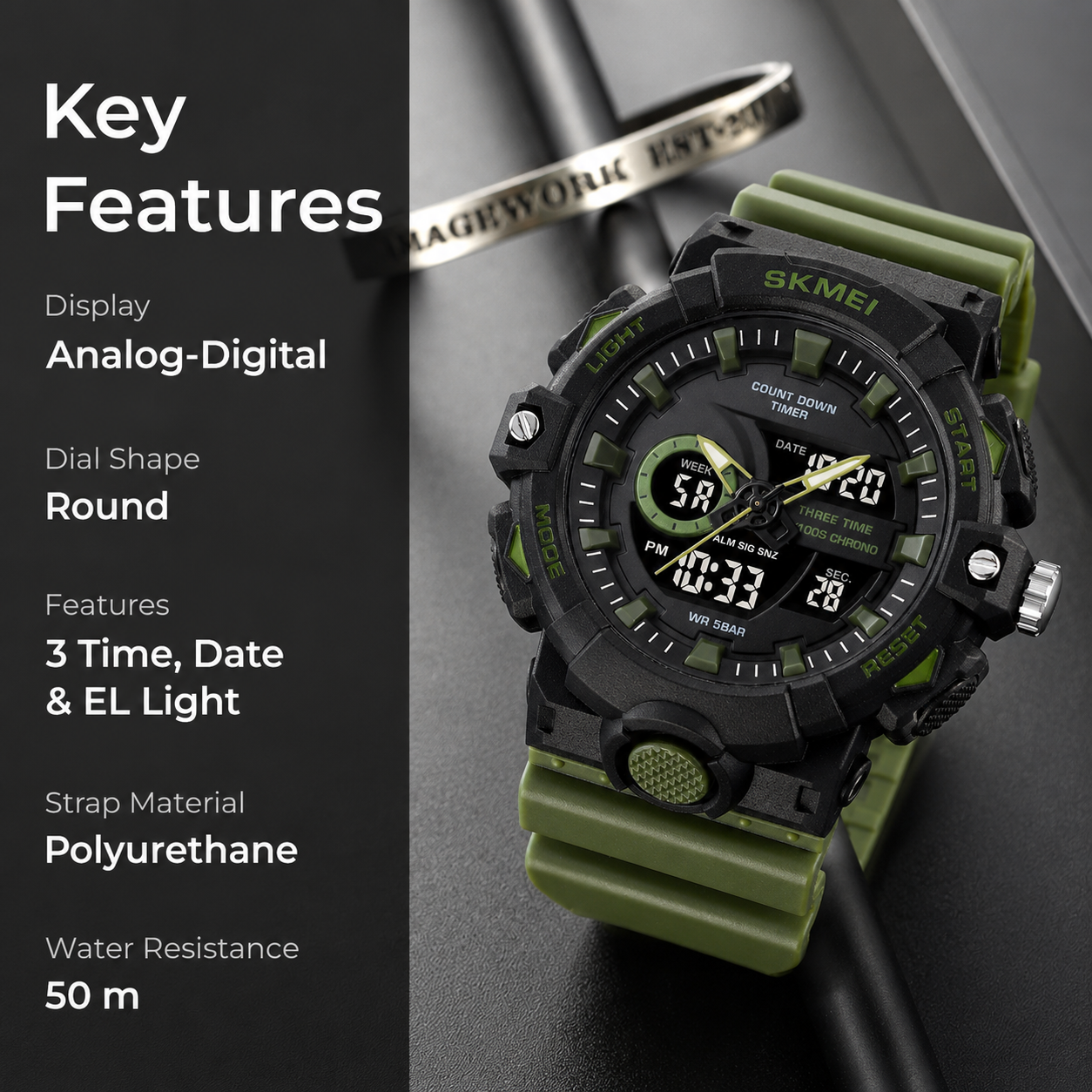Premium Analog Digital Sports Watch for Men with Rugged Outdoor Design and Multi Function Display