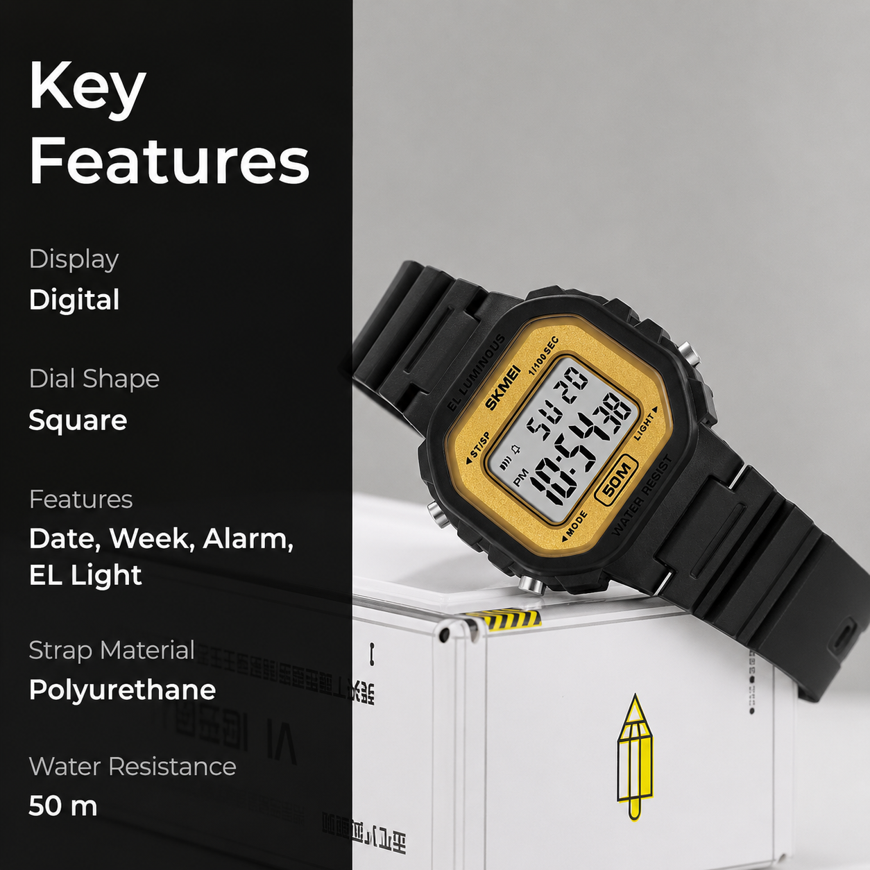 Classic Digital Watch for Men and Boys with Retro Style Display and Comfortable Strap