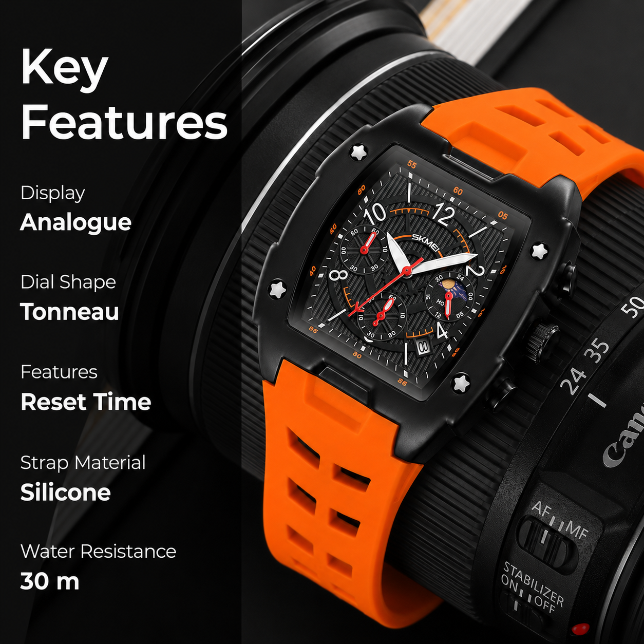 Square Dial Analog Wrist Watch for men