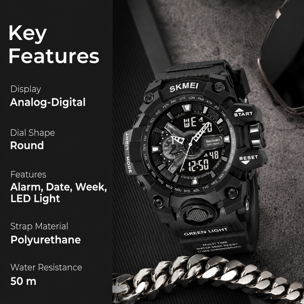 Rugged Dual Display Sports Watch for Outdoor Adventures for men