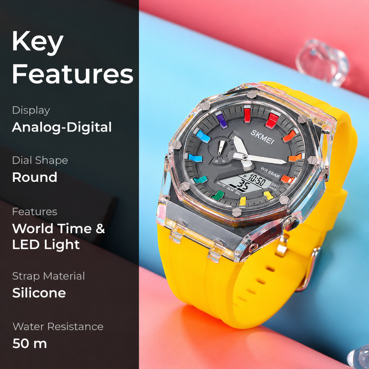 Analog Digital Watch Multi Function Sports Watch with LED Display, Alarm, Stopwatch & Durable Strap