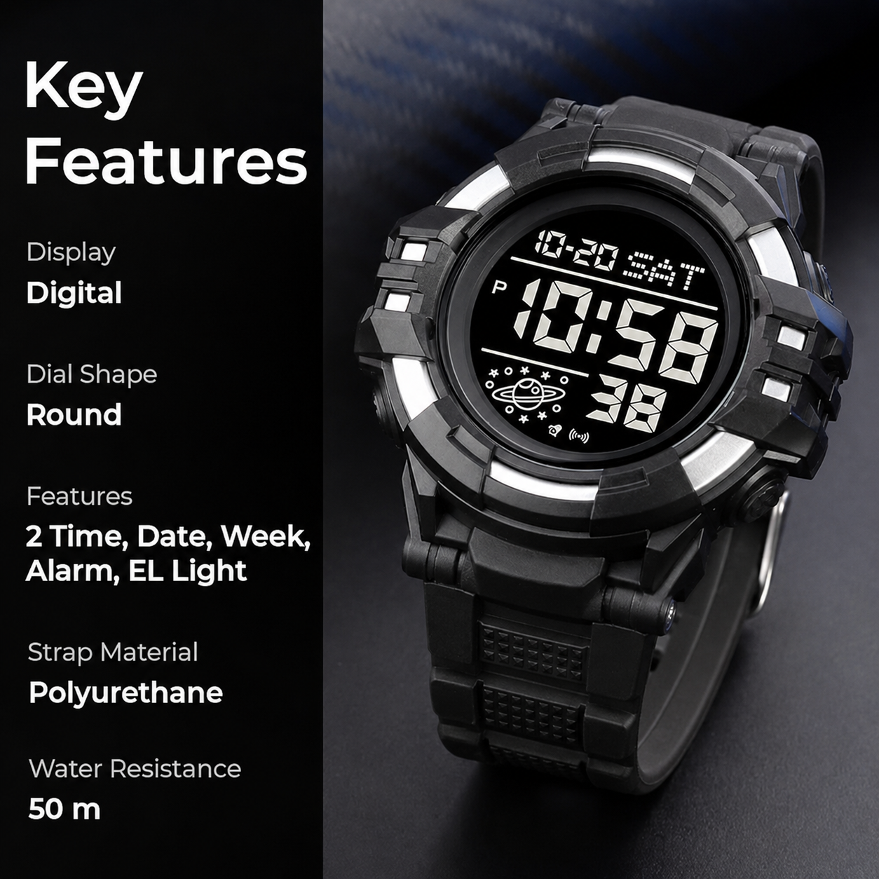 Rugged Digital Sports Watch for Men with Outdoor Style and Multi Function Display