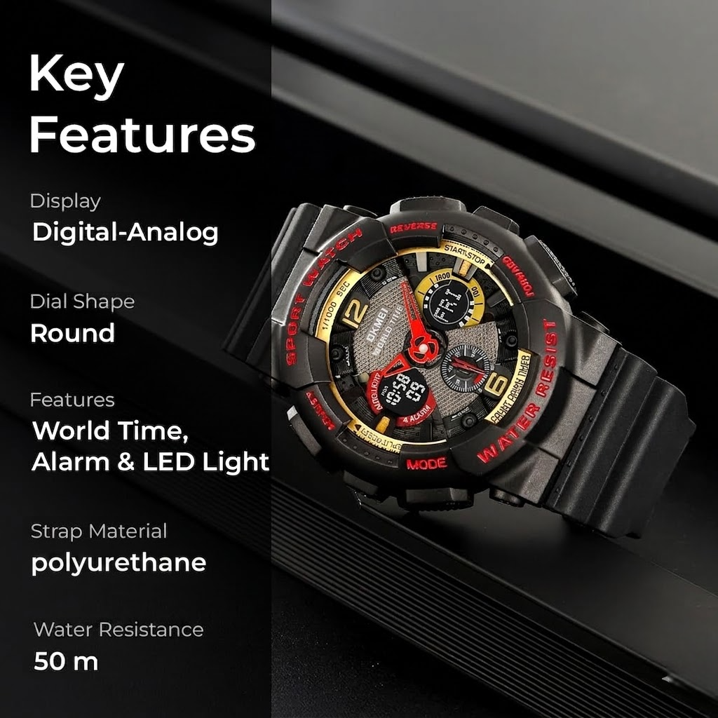 Premium Tactical Chronograph Rugged Analog & Digital Sports Watch