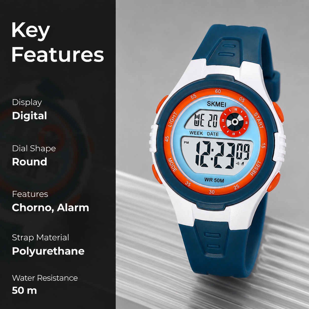 Digital Sports Wrist Watch with Alarm and Chronograph for kids