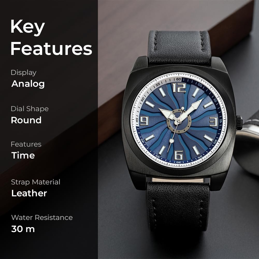 Premium Analog Wristwatch with Textured Dial and Classic Leather Strap