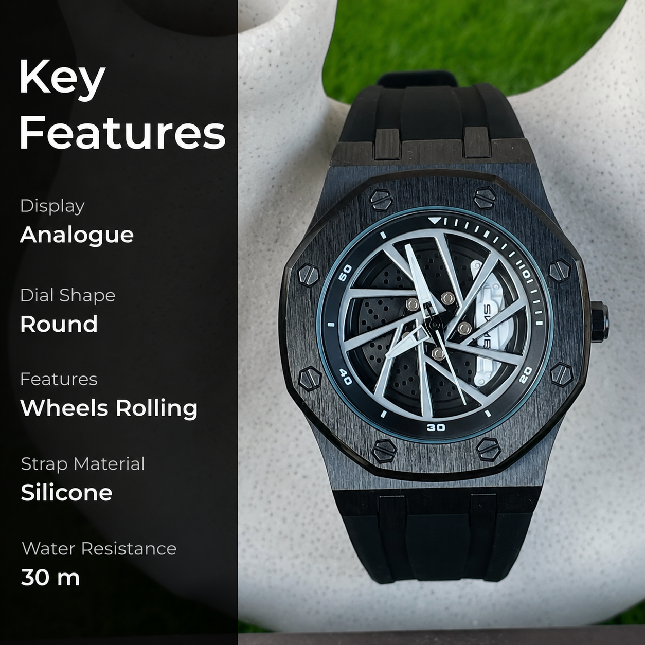 Spinning Wheel Skeleton Dial Luxury Analog Watch