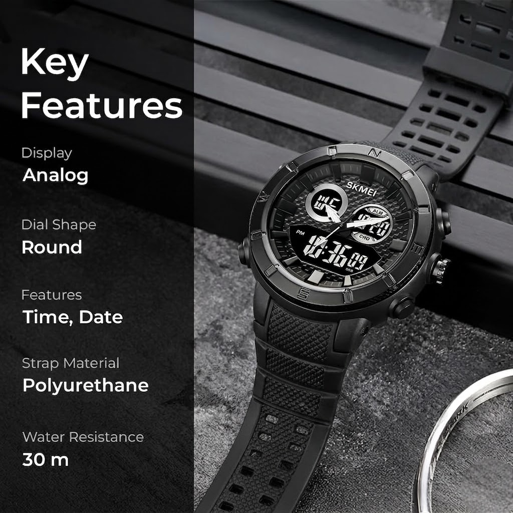 Premium Rugged Sports Watch Dual Display Tactical Wristwatch