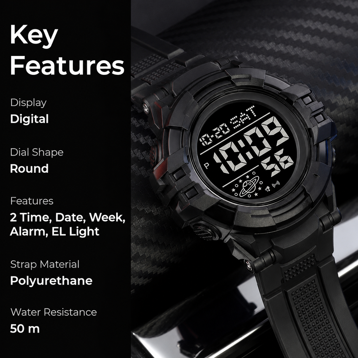Rugged Digital Sports Watch for Men with Outdoor Style and Multi Function Display