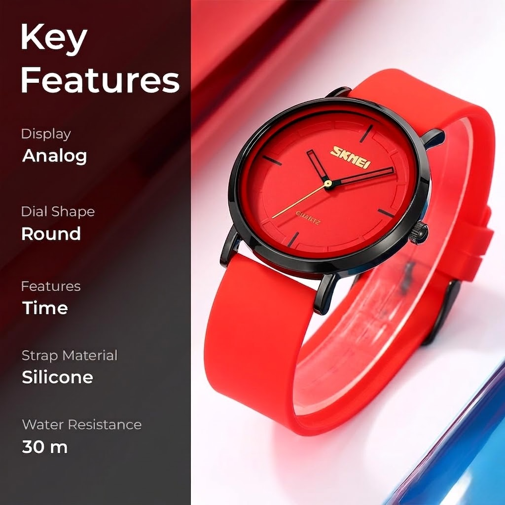 Minimalist Analog Quartz Wristwatch with Soft Silicone Strap and Contrast Dial
