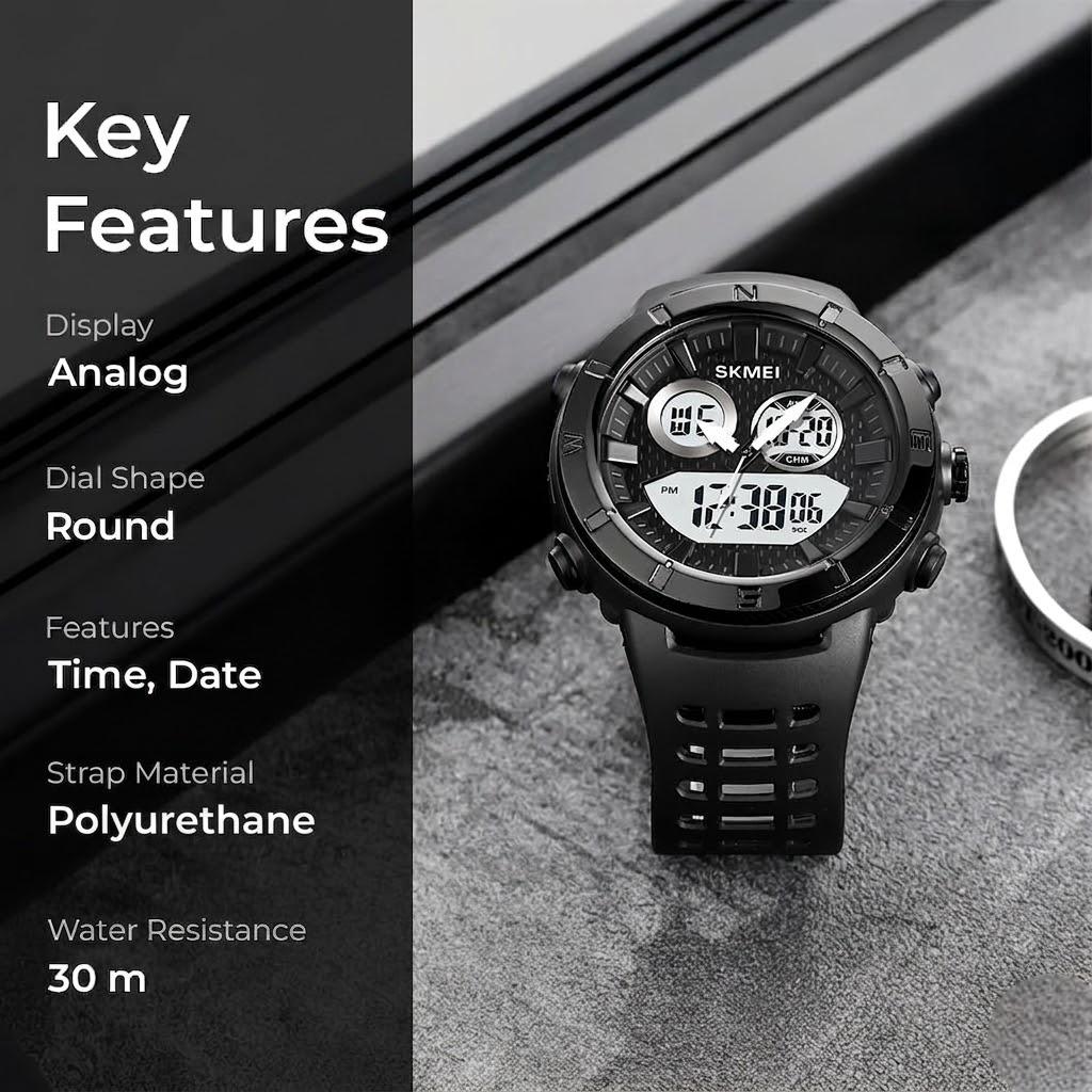 Premium Rugged Sports Watch Dual Display Tactical Wristwatch