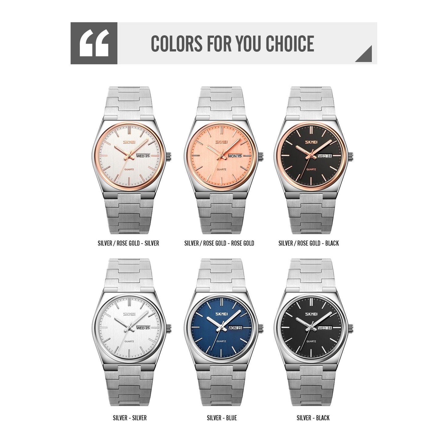 Skmei Quartz Analog Dial Stainless Steel Strap Watch for Men - 9288