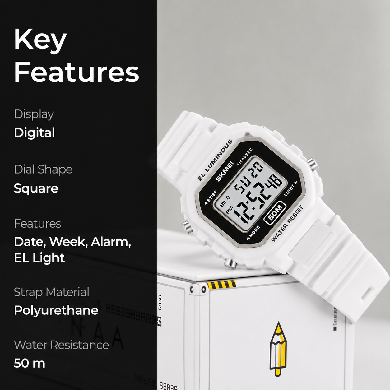 Classic Digital Watch for Men and Boys with Retro Style Display and Comfortable Strap