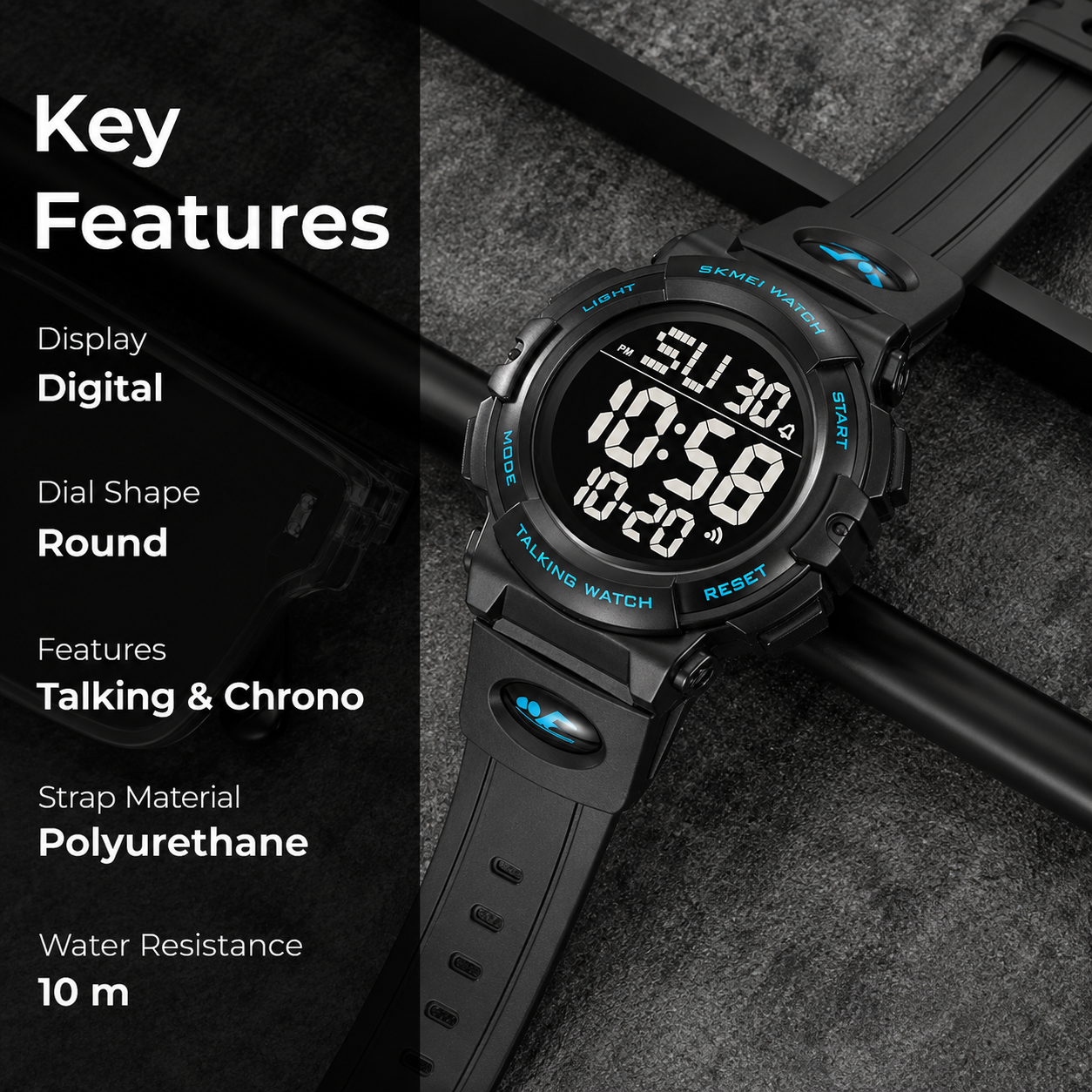 Outdoor Digital Sports Watch with Alarm Function for men