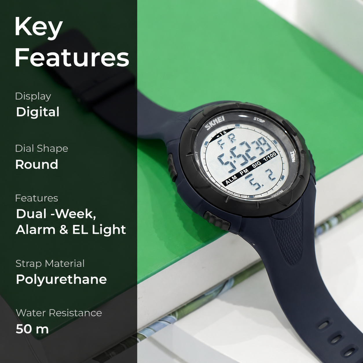 Digital Sports Wrist Watch with Flexible Strap For Men