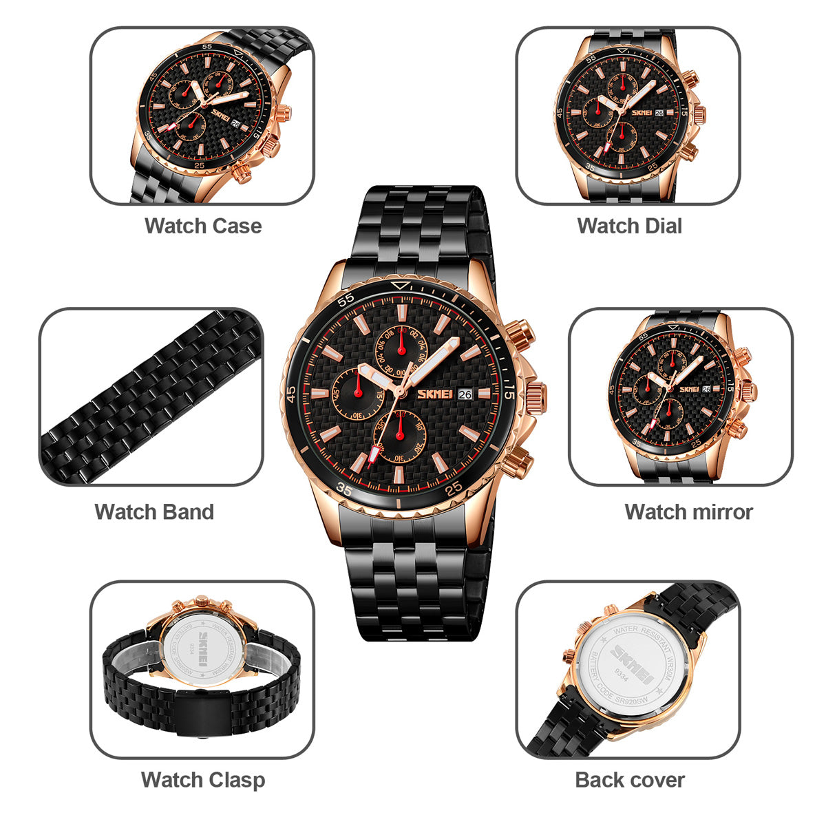 Skmei Quartz Analog Dial Stainless Steel Strap Watch for Men - 9334