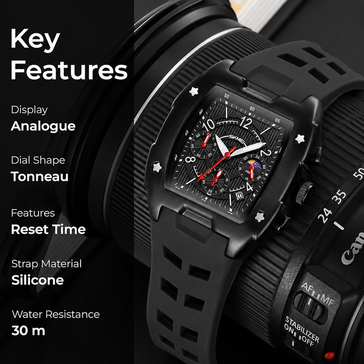 Square Dial Analog Wrist Watch for men
