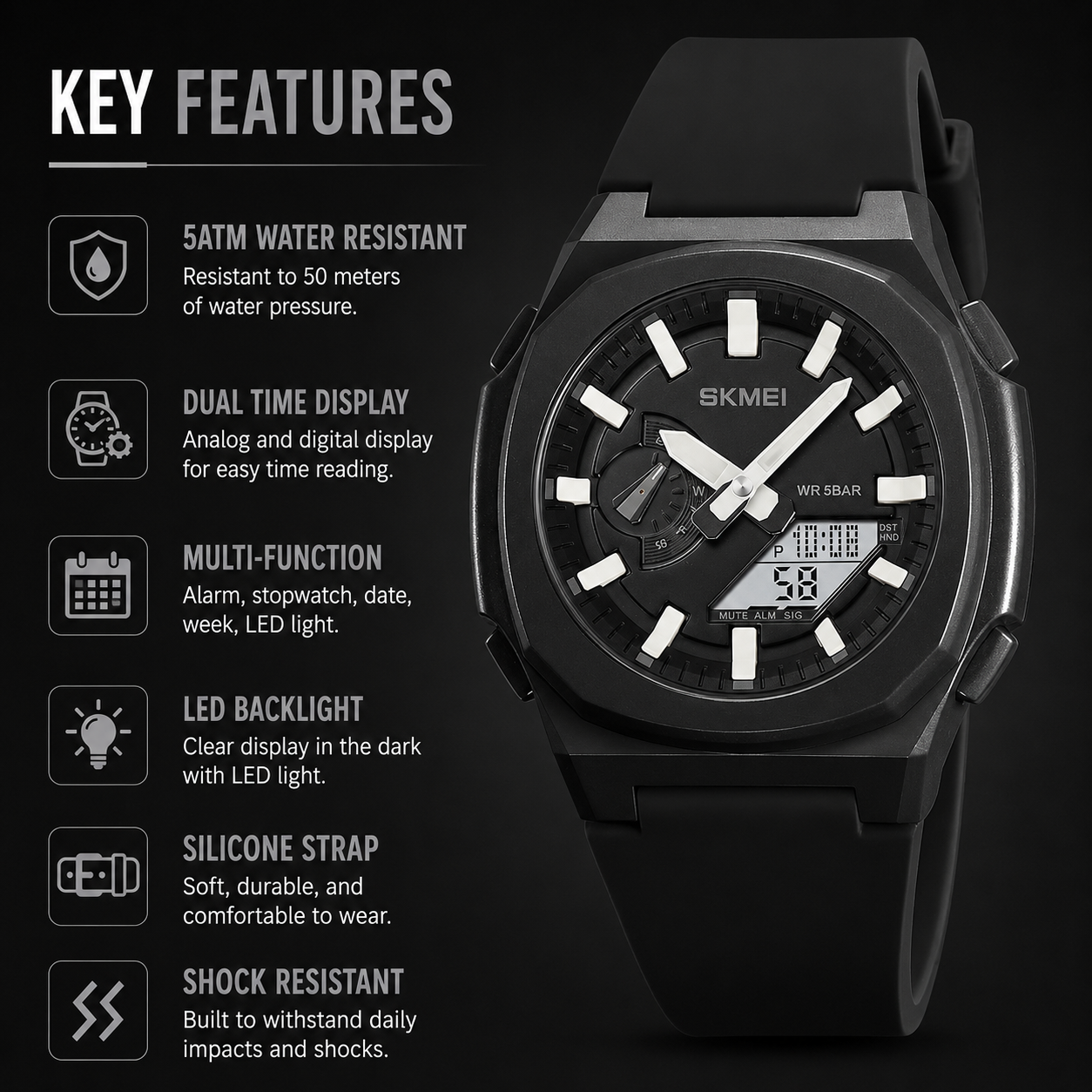 Luxury Analog Digital Sports Wrist Watch for Men