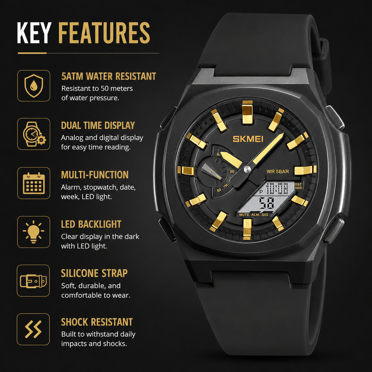 Luxury Analog Digital Sports Wrist Watch for Men