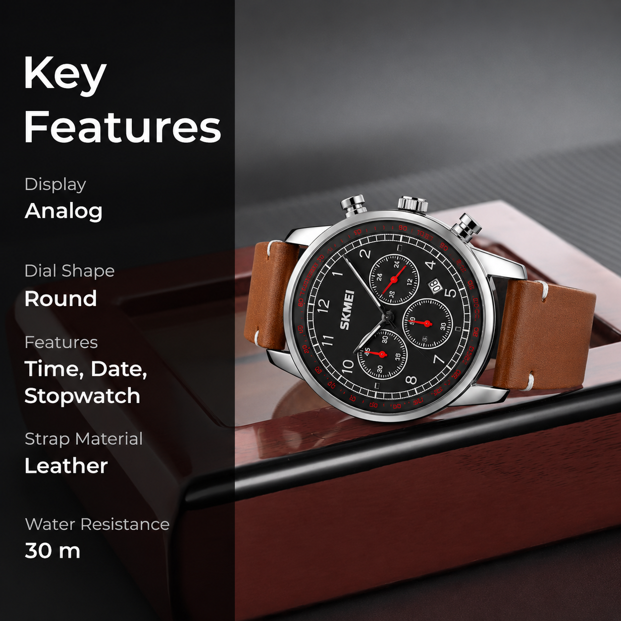 Classic Analog Leather Strap Watch for men