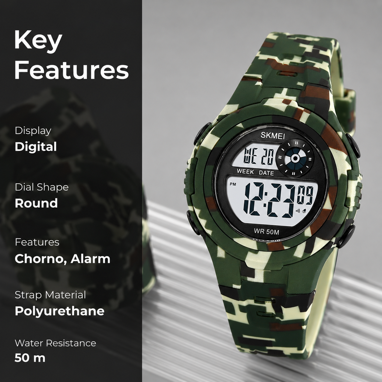 Digital Sports Wrist Watch with Alarm and Chronograph for kids