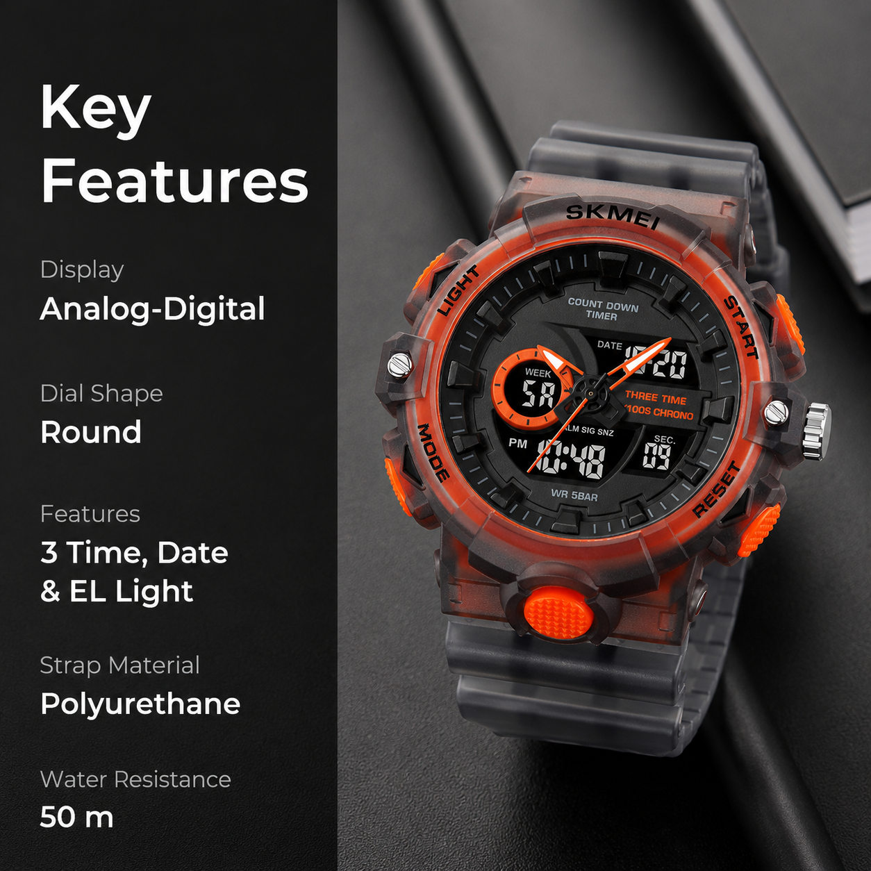 Premium Analog Digital Sports Watch for Men with Rugged Outdoor Design and Multi Function Display