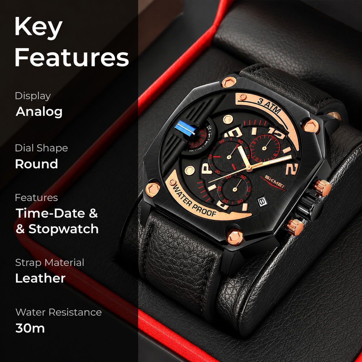Multi Dial Analog Wrist Watch for men