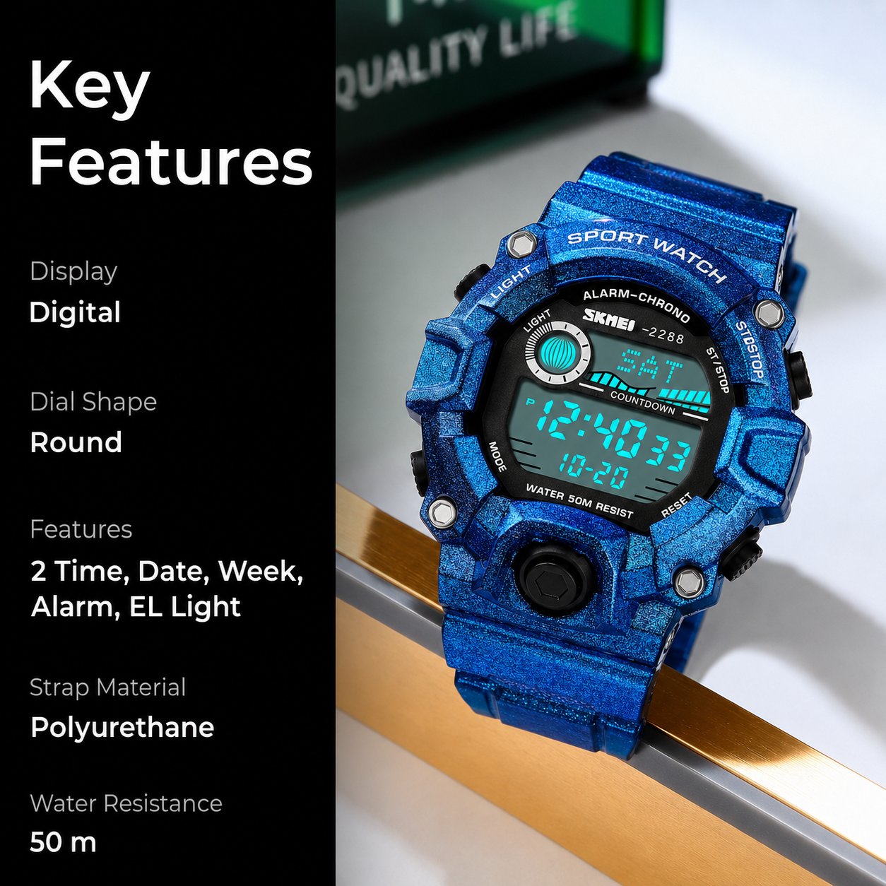 Digital Sports Watch with Rugged Design and Multi Function Display for kids