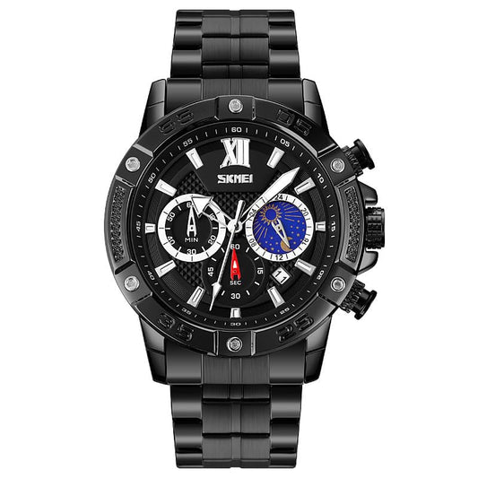 Premium Analog Chronograph Wrist Watch with Metal Strap For Men