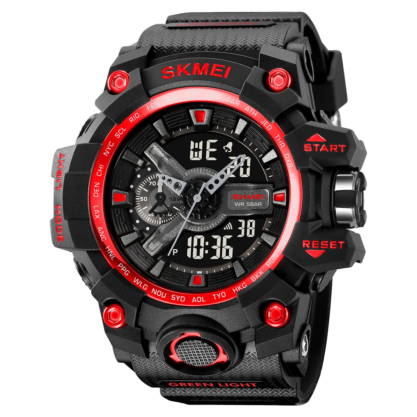 Skmei Digital-Analog Black Dial ABS-TPU Case TPU Strap Watch for Men - 2396
