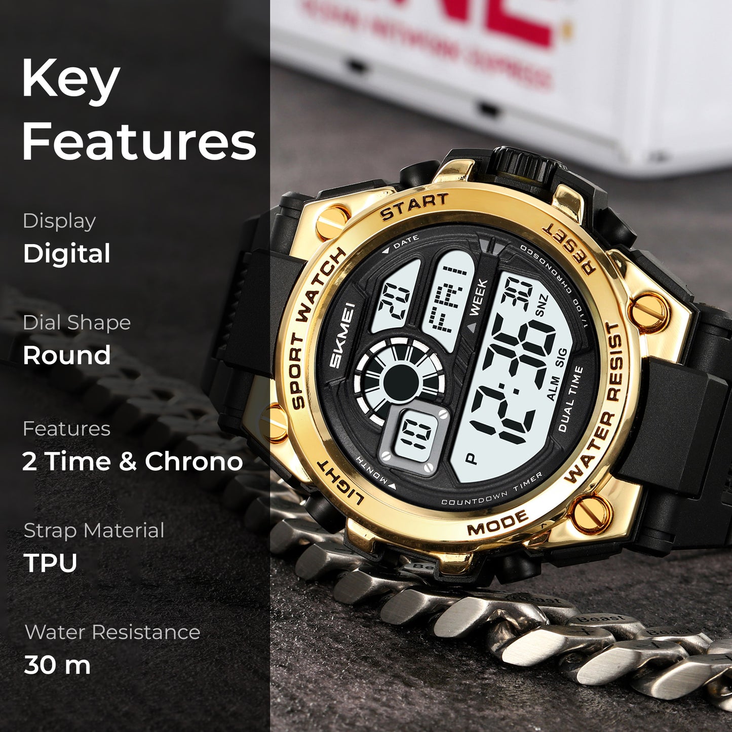 Skmei Digital Dial TPU Strap Watch for Men - 2318