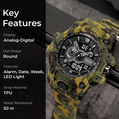 Skmei Digital-Analog Black Dial ABS-TPU Case TPU Strap Watch for Men - 2396